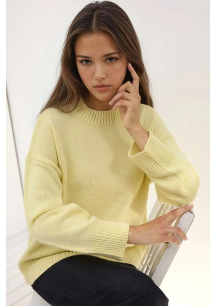 Kadın Bisiklet Yaka Relax Fit Yumuşak Triko Kazak Natural fiyatları