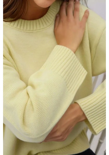 Kadın Bisiklet Yaka Relax Fit Yumuşak Triko Kazak Natural fırsatları