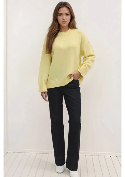 Kadın Bisiklet Yaka Relax Fit Yumuşak Triko Kazak Natural indirimleri