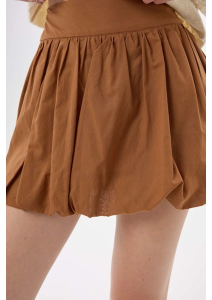 Kadın Mini Şortlu Balon Etek Brown