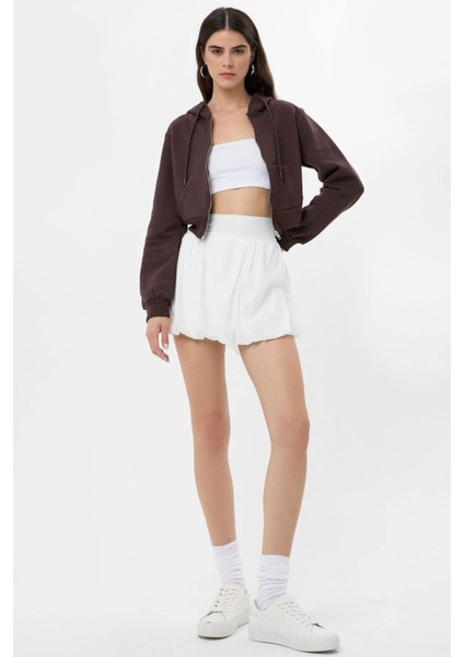 Kadın Mini Şortlu Balon Etek White