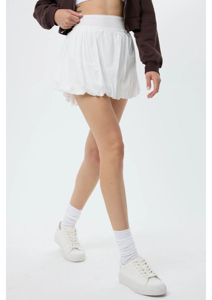 Kadın Mini Şortlu Balon Etek White