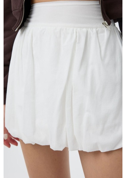 Kadın Mini Şortlu Balon Etek White
