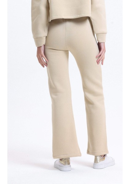 Kadın Yüksek Bel Yarık Jogger Pantolon Natural