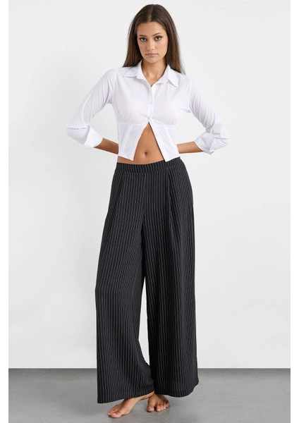 Kadın Korseli Kemer Uzun Kollu Kırpılmış Gömlek White