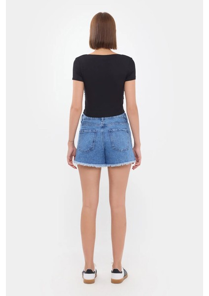 Kadın Yuvarlak Yaka Crop Top Black