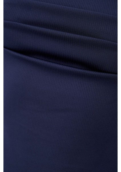 Kadın Kırışıklıklı Kare Yaka Mini Elbise Blue