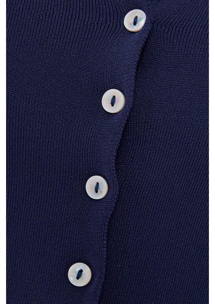 Kadın Kolsuz Örme Crop Süeter Yelek Blue