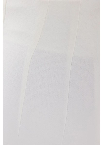 Kadın Plise Yüksek Bel Düz Bacak Pantolon Natural