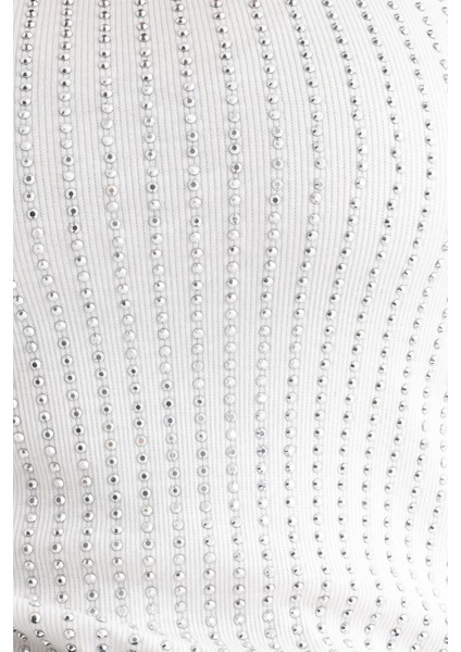 Kadın Beyaz Yuvarlak Yaka Ribana Atlet Beyaz