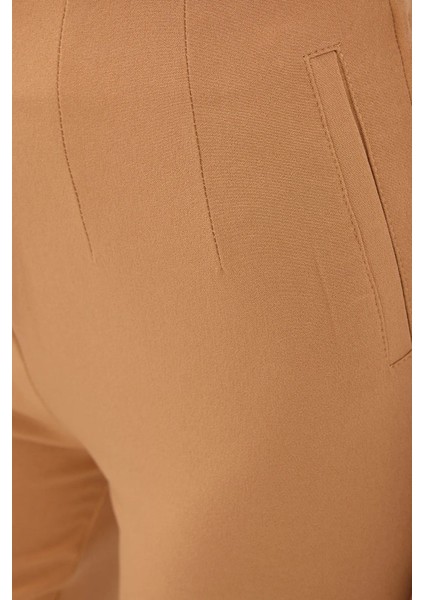 Kadın Yüksek Bel Havuç Kesim Pantolon Natural