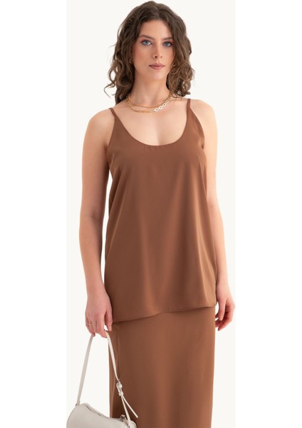 Kadın Askılı İnce Askılı Tişört Brown indirimleri