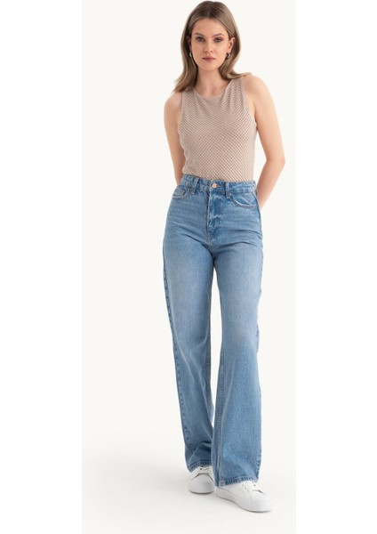 Kadın Yuvarlak Yaka Taş Süslemeli Kolsuz Vücut Bej Doğal