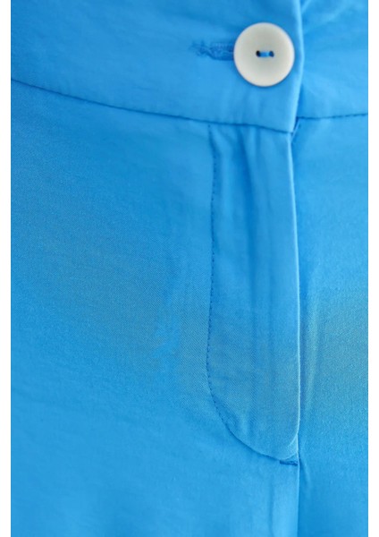 Kadın Yüksek Bel Geniş Paça Pantolon Blue