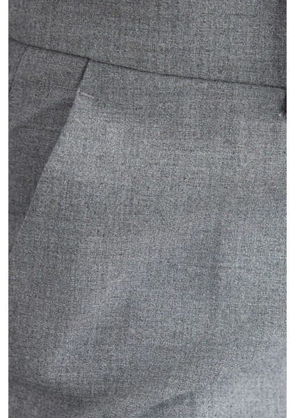 Kadın Yüksek Bel Düz Bacak Pantolon Gri