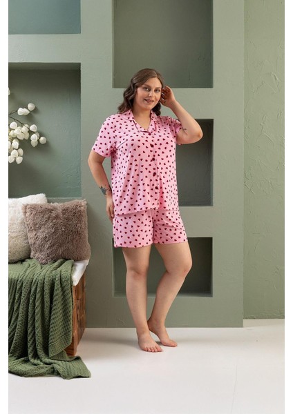 Büyük Beden Kısa Kollu Milan Gömlek Pijama Takımı- Genç Anne Serisi modelleri