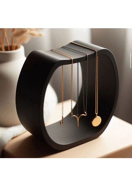 Şık ve Fonksiyonel Kadın Kolye Standı, Zarif Tasarım, Siyah Renk Seçeneği