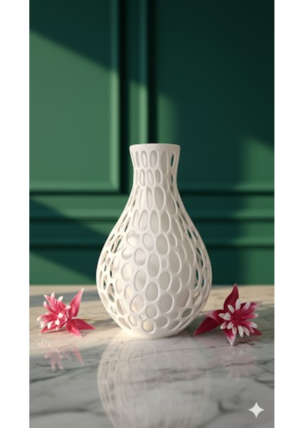 3D Baskı Petek Desenli Dekoratif Vazo | Modern Sanat Tasarım | Ev Ofis Dekorasyonu fiyatları