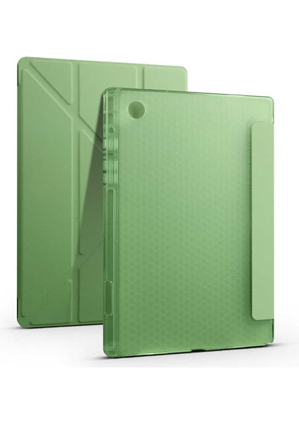 Galaxy Tab A8 10.5 SM-X200 (2021) Kılıf Uyumlu Tkdw Tri Folding Kalem Bölmeli Standlı Kılıf-Açık Yeşi