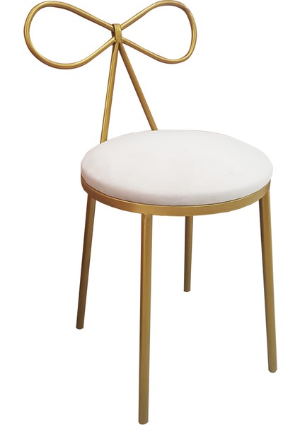 Fiyonk Makyaj Sandalyesi Metal Gold