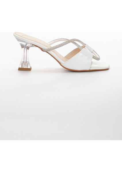 Kadın Klasik Beyaz Şeffaf Ökçe Topuklu Ayakkabı fiyatları