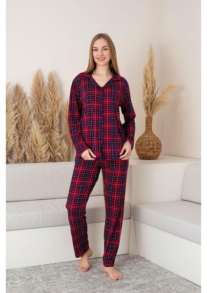 Uzun Kollu Milan Gömlek Pijama Takımı- Soft Seri