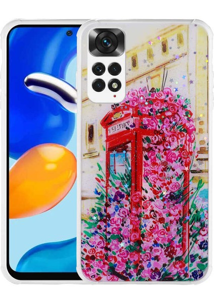 Xiaomi Redmi Note 11S Global Kılıf Simli Desenli Kamera Korumalı Parlak Tkdw Popy Kapak-Kulübe