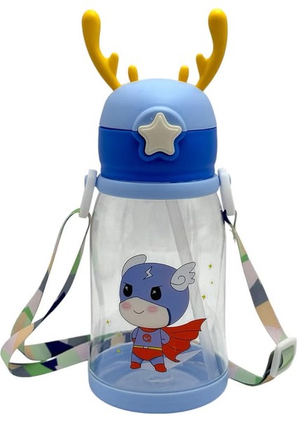 750 ml Çocuklar Için Su Matara, Sızdırmaz, Askılı, Dayanıklı Mavi