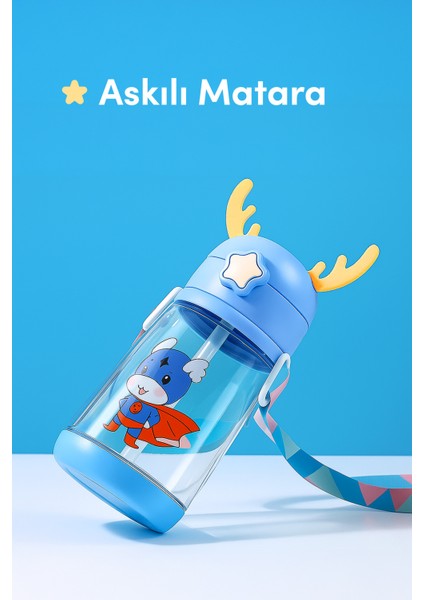 750 ml Çocuklar Için Su Matara, Sızdırmaz, Askılı, Dayanıklı Mavi fiyatları