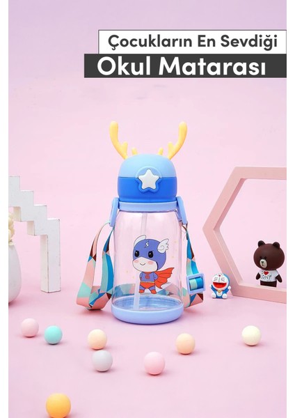 750 ml Çocuklar Için Su Matara, Sızdırmaz, Askılı, Dayanıklı Mavi indirimleri