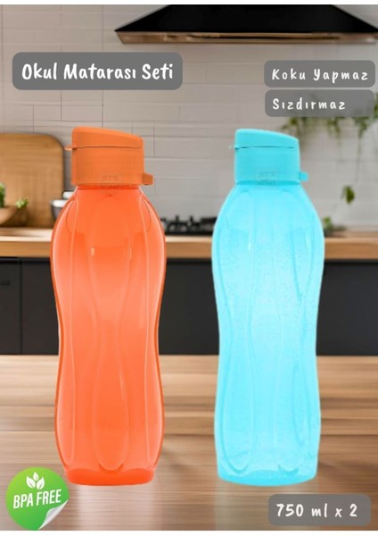2’li 750 ml Mavi Turuncu Bpa Free Okul Suluğu, Koku Yapmaz, Sağlıklı ve Şık Tasarım fiyatları
