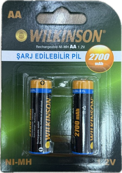Kalite Şarjlı Pil Kalem Pil 2700 Mah 2li Kart
