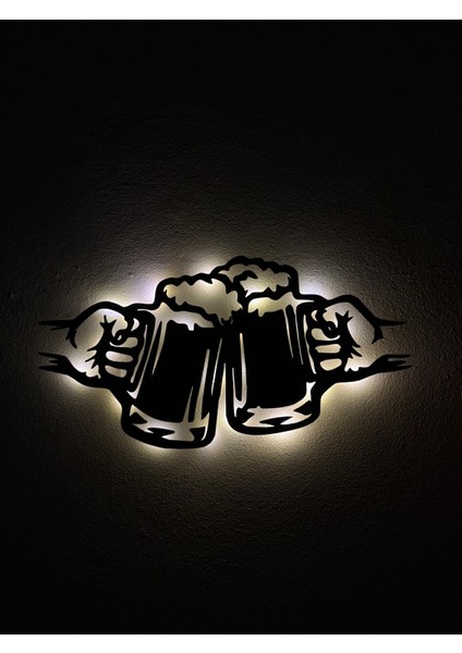 Aa Pilli Ledli Bira Bardağı Tablosu, Dekoratif Ledli Işıklı Tablo