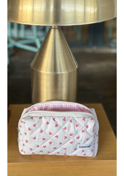 Pembe Mini Kalp Desenli Renkli Kalem Çantası, Şık ve Şeker Tasarım modelleri