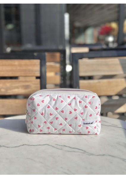 Pembe Mini Kalp Desenli Renkli Kalem Çantası, Şık ve Şeker Tasarım indirimleri