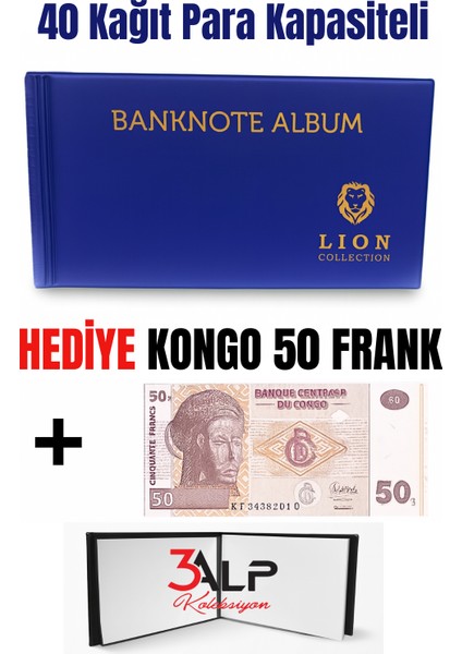 Lion Kağıt Para Cep Albümü - 20 Sayfa -Mavi