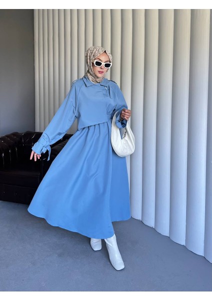 Kadın Oversize Modern Dökümlü Trençkot