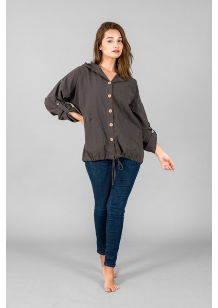 Müslin Kadın Kapüşonlu Ceket