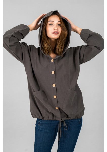 Müslin Kadın Kapüşonlu Ceket