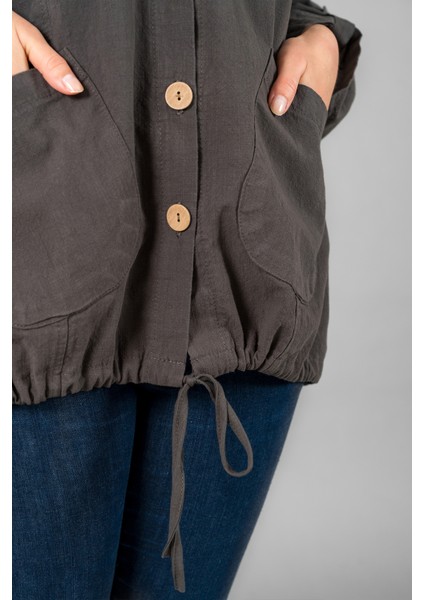 Müslin Kadın Kapüşonlu Ceket