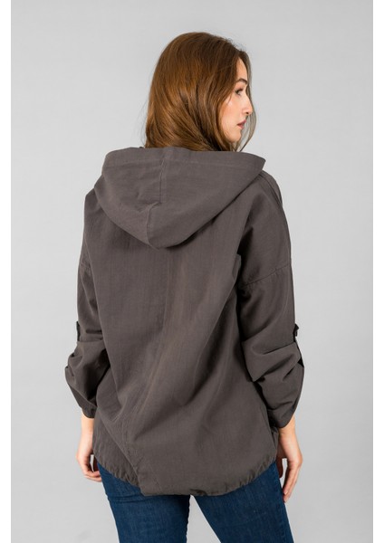 Müslin Kadın Kapüşonlu Ceket