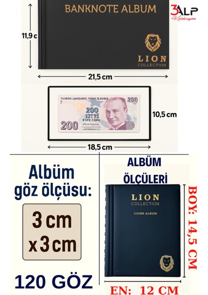 Lion Cep Albümü Seti-Madeni ve Kağıt Para Cep Albümü 2 Li, Siyah Renk indirimleri