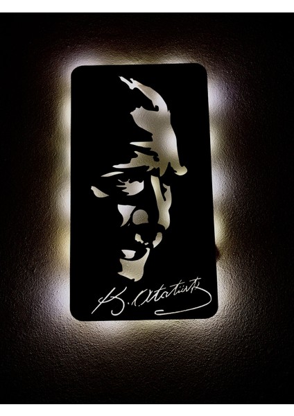 Aa Pilli Ledli Imzalı Atatürk Süliet Tablosu, Ahşap Tablo, Atatürk Imzalı Portre, Duvar Dekorasyonu fiyatları