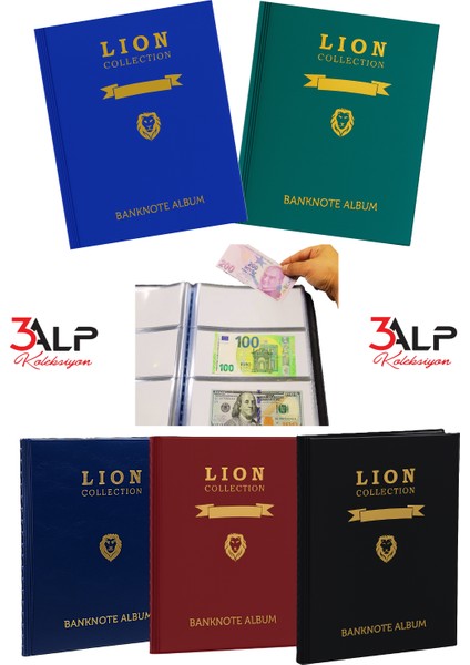 Lion 120 Adet Kağıt Para Kapasiteli, 20 Sayfa Kağıt Para Albümü, Siyah Renk indirimleri