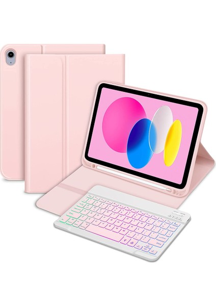 Ipad 11. Nesil A16 Için Tablet Klavyeli Kılıf Bluetoot Işıklı Kalem Bölmeli Standlı Manyetik Klavye