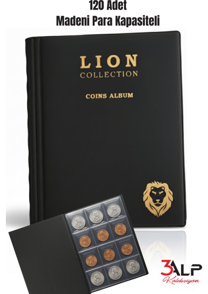 Lion 120 Gözlü Mini Madeni Para Albümü Siyah