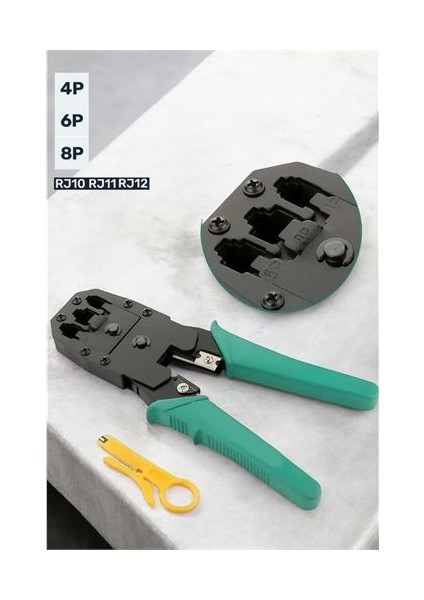 Turk Kablo Sıkma ve Soyma Pensesi Rj-11-Rj-12-Rj-45 4p 6p 8p - SBS9715-6287