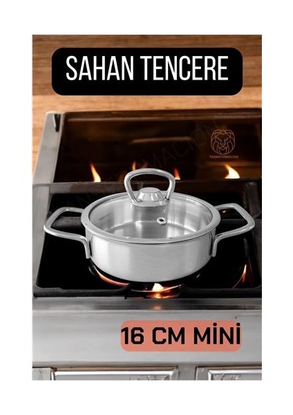 Turk Kapaklı Sahan Tencere 16 cm Mini Paslanmaz Çelik - SBS9682-9133