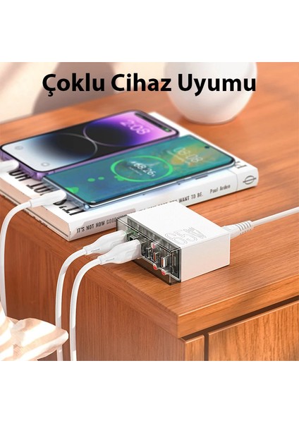 Hoco N36 PD65W Type-C + Usb-A 6 Girişli Masaüstü Şarj İSTASYONU-(5775) - SBS7426-7658 modelleri