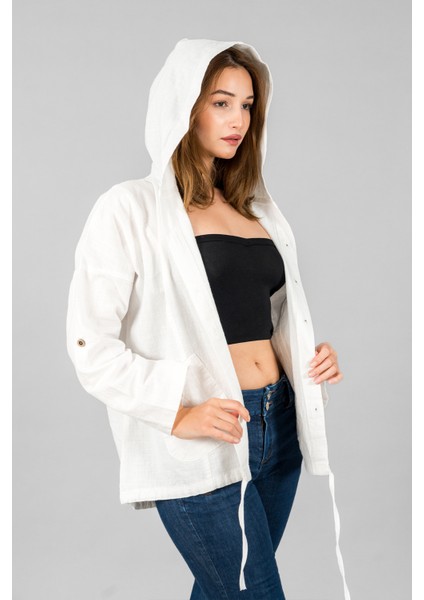 Müslin Kadın Kapüşonlu Ceket